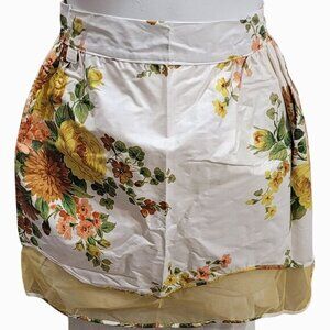 Vintage Reversible Apron Floral Yellow Pocket